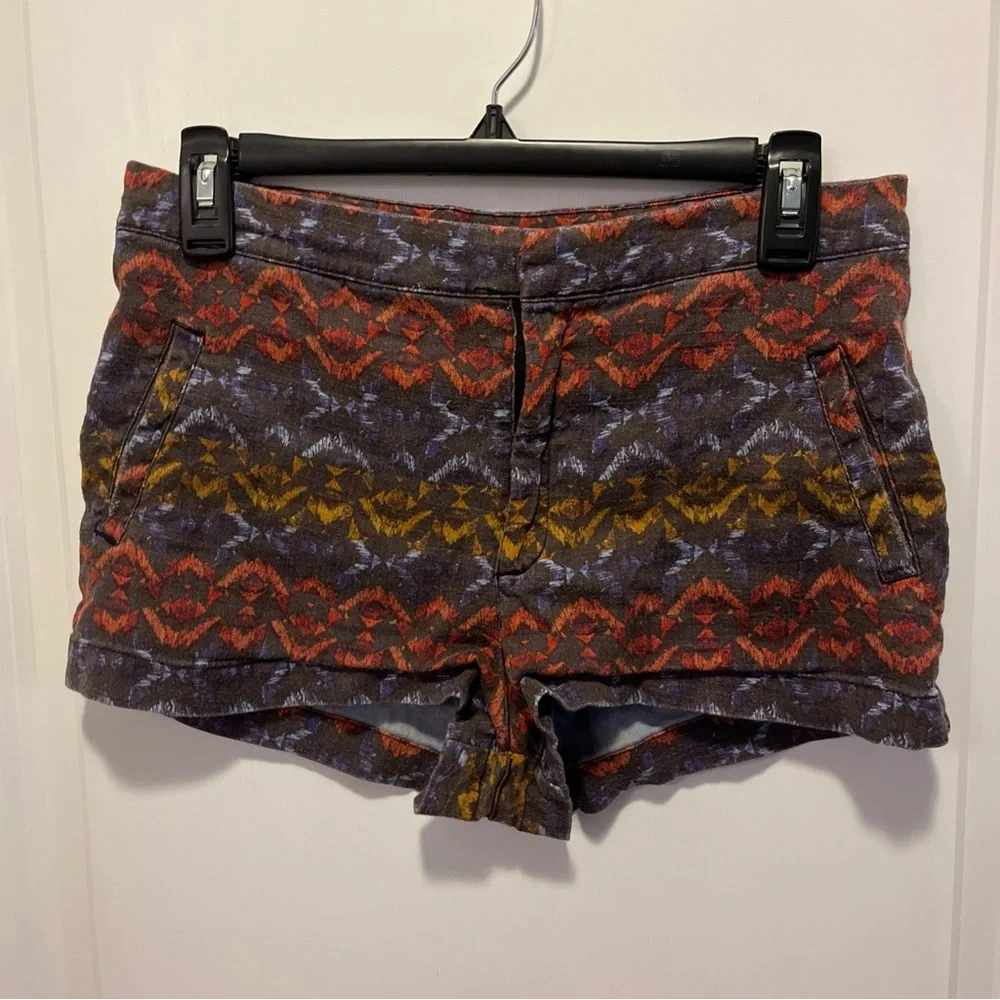 Free People Womens Size 2 Multicolor Aztec Geometric Print Pockets Mini Shorts